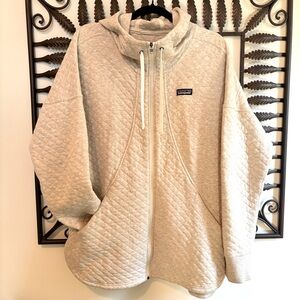 💕Patagonia Quilted Light Grey Zip Up Hooded Jacket Coat